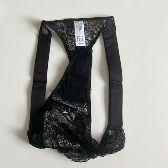 Women's Glitter Lace ( Love) Low Rise Thongs Underwear Panty Solid Black Panties - Picture 4 of 8